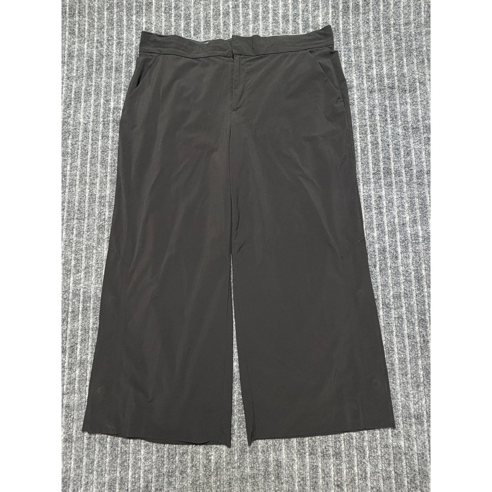 Athleta Sculptek Black Wide Leg Tribeca Crop Pant Sz 14 Travel Minimalist Sport - Picture 2 of 7
